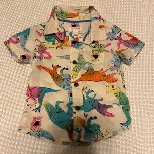 Cat & Jack Rainbow Dinosaur Short Sleeve Button Up Shirt - 12 months
